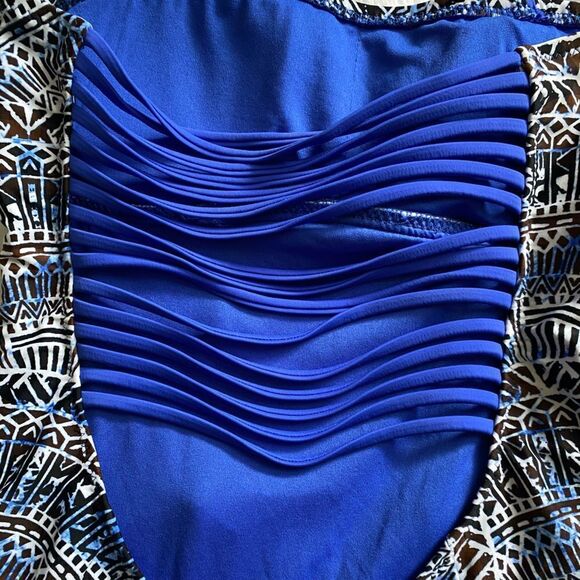a.n.a One Piece Swimsuit New Blue Black Stringy Back Womens Size Small - Picture 5 of 9